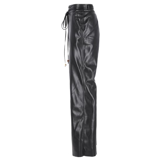 Nanushka High-Rised Wide Leg Pants in Black Faux Leather - Image 3