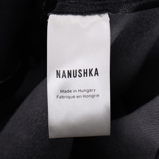 Nanushka High-Rised Wide Leg Pants in Black Faux Leather - Image 4