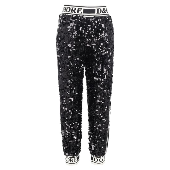 Dolce & Gabbana – Paljettprydda träningsbyxor med dragsko i svart polyester - Image 3