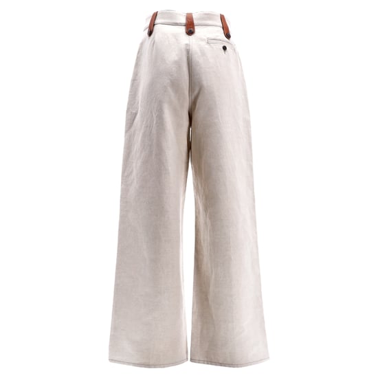 Loewe byxor med vida ben och bältesringdetaljer i beige bomull - Image 3