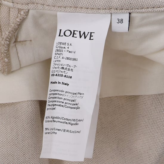 Loewe byxor med vida ben och bältesringdetaljer i beige bomull - Image 5