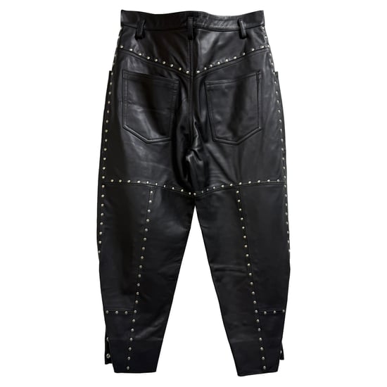 Isabel Marant Viamao Nitade Avsmalnande Byxor i Svart Läder - Image 2