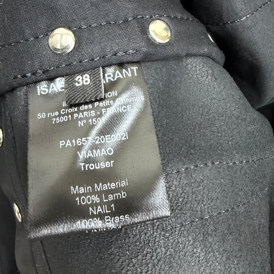 Isabel Marant Viamao Nitade Avsmalnande Byxor i Svart Läder - Image 4
