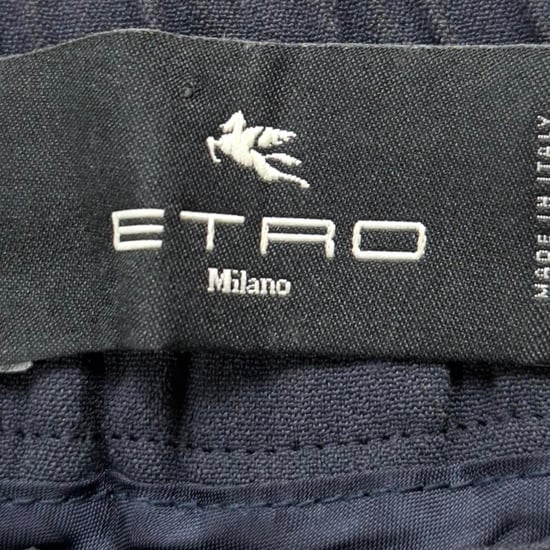 Etro Artemis byxor med dragsko och knappdetalj i marinblå viskos - Image 3