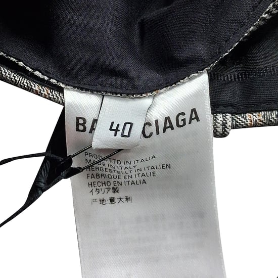 Balenciaga Rutiga Byxor Med Vida Ben I Grå Ull - Image 4