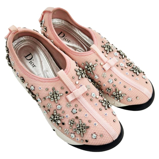 Dior Fusion Crystal-Embellished Slip-On Sneakers in Pink Polyester - Image 5