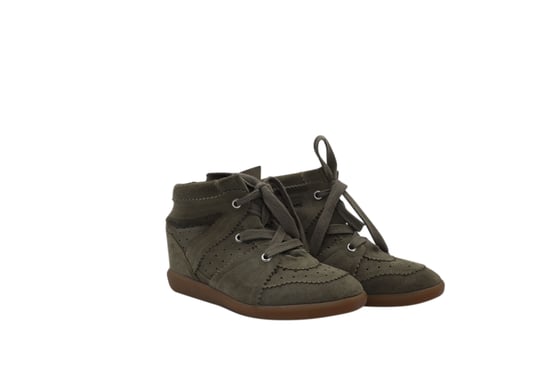 Isabel Marant Bobby Wedge Sneakers i Grön Mocka - Image 4