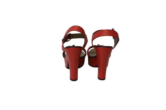 Marni Buckle Platåsandaler i Korallrött Läder - Image 4