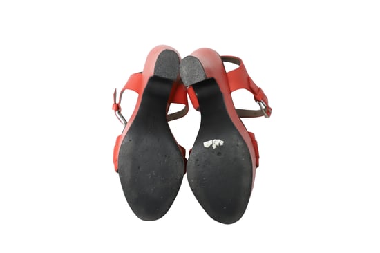 Marni Buckle Platåsandaler i Korallrött Läder - Image 5