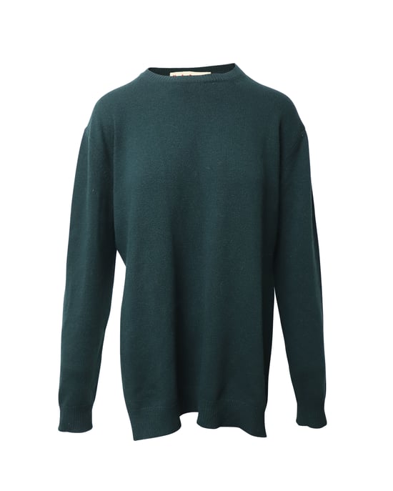 Marni trui met lange mouwen en asymmetrische zoom in groene wol - Image 1