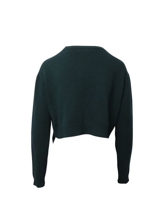Marni trui met lange mouwen en asymmetrische zoom in groene wol - Image 2