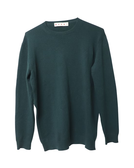 Marni trui met lange mouwen en asymmetrische zoom in groene wol - Image 4