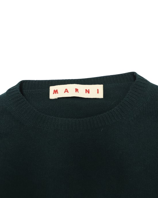 Marni trui met lange mouwen en asymmetrische zoom in groene wol - Image 6
