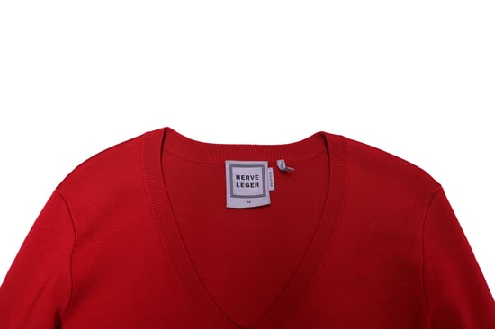 Herve Leger V-ringad tröja i röd rayon - Image 6