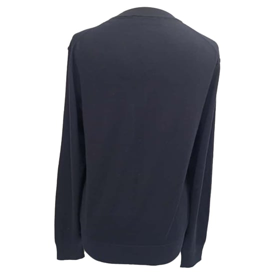 Dolce & Gabbana Knitted V-Neck Sweater in Navy Blue Wool - Image 3