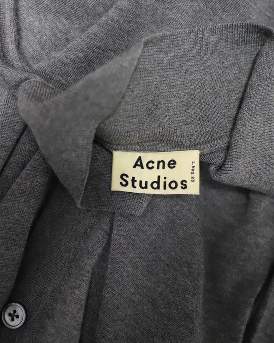Acne Studios Collared Buttondown Cardigan in Grey Wool - Image 4