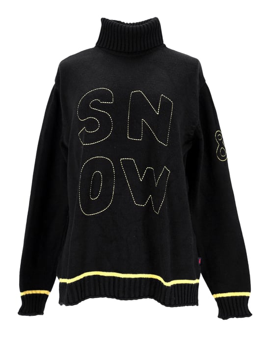 Dolce & Gabbana SNOW gebreide trui met hoge hals in zwarte wol met print - Image 1