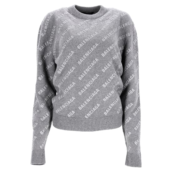 Balenciaga trui met logo over de hele trui in grijze wol - Image 1