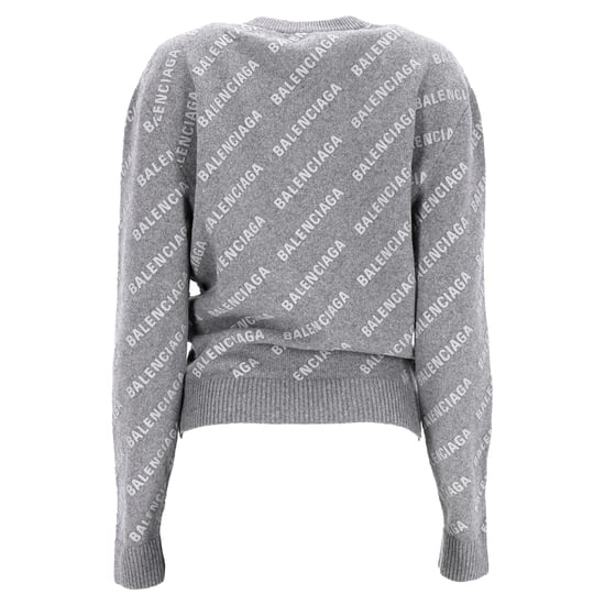 Balenciaga trui met logo over de hele trui in grijze wol - Image 3