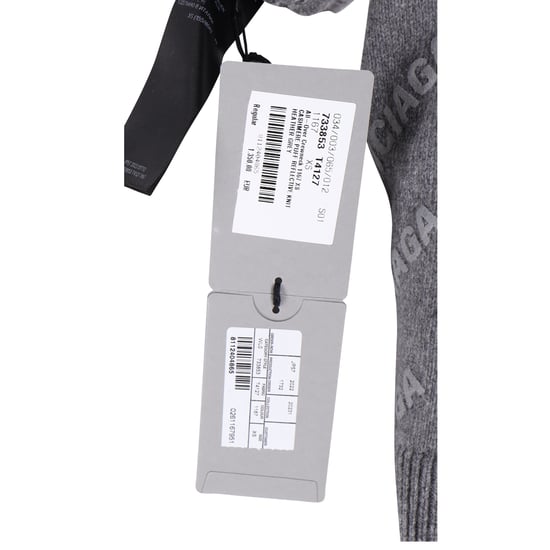 Balenciaga trui met logo over de hele trui in grijze wol - Image 6