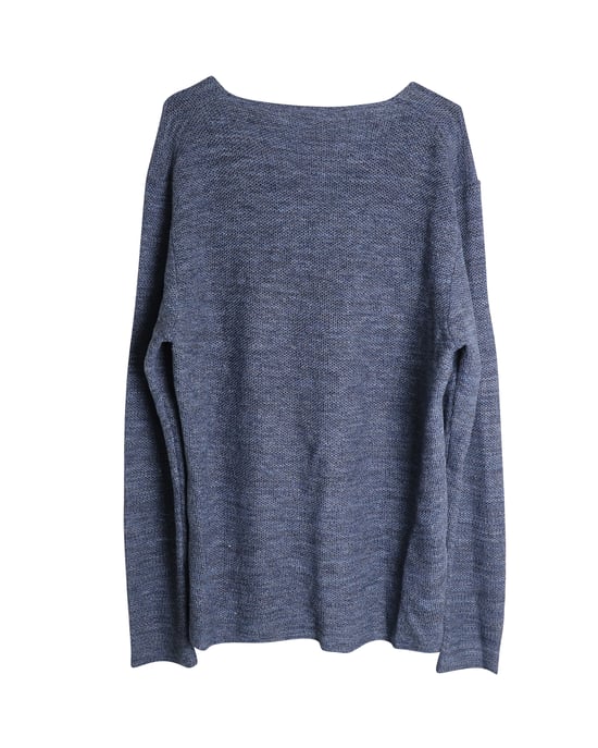Etro V-neck Knit Sweater in Blue Cotton Linen - Image 2