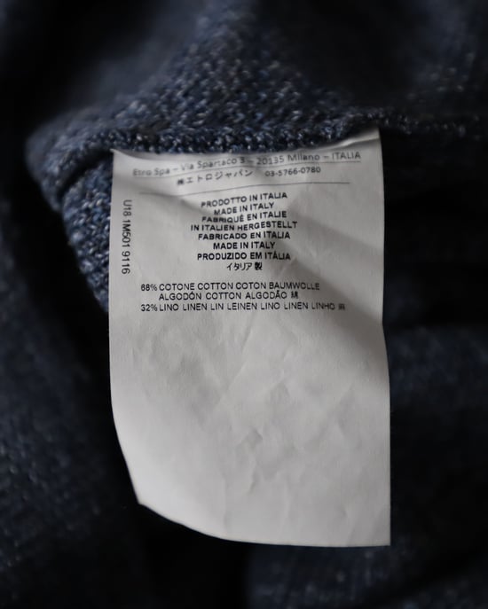 Etro V-neck Knit Sweater in Blue Cotton Linen - Image 5