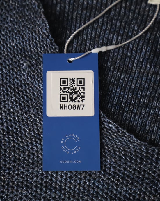 Etro V-neck Knit Sweater in Blue Cotton Linen - Image 6