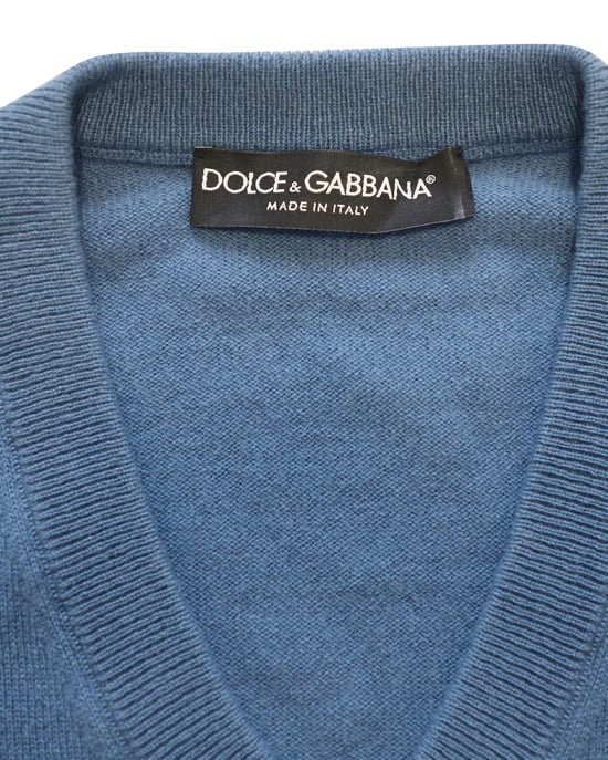 Dolce & Gabbana V-hals trui in blauw kasjmier - Image 4