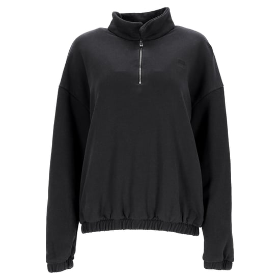 Toteme Half Zip Pullover Sweater in Black Cotton - Image 1