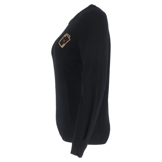 Saint Laurent trui met ronde hals en geborduurde speelkaarten in zwart kasjmier. - Image 2