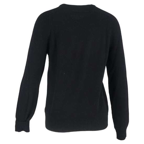 Saint Laurent trui met ronde hals en geborduurde speelkaarten in zwart kasjmier. - Image 3