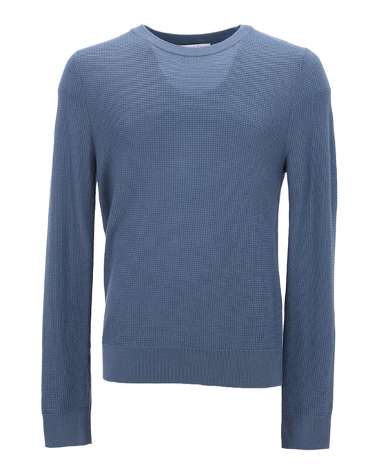 Sandro Crewneck Knit Sweater in Blue Cotton - Image 1