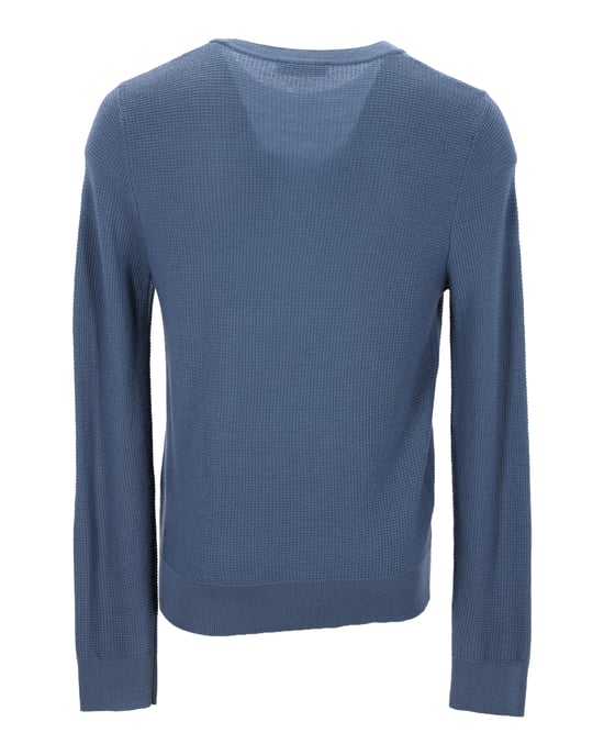 Sandro Crewneck Knit Sweater in Blue Cotton - Image 3