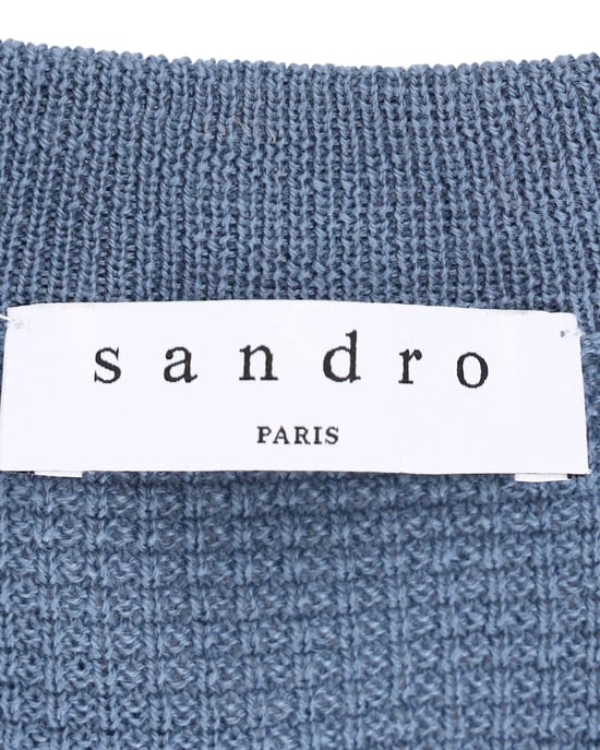Sandro Crewneck Knit Sweater in Blue Cotton - Image 5