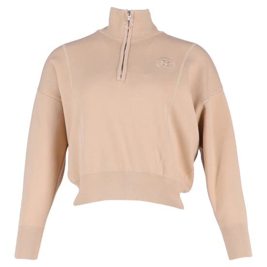 Sandro Paris geborduurde trui met halve rits in beige katoen - Image 1
