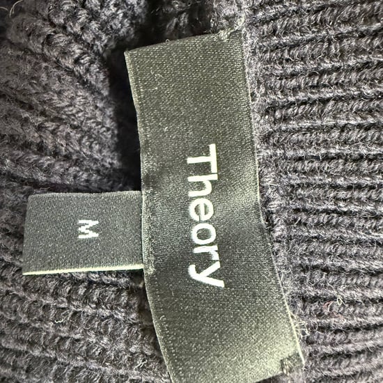 Theory Half-Zipped Knitted Sweater in Black Merino Wool - Image 4