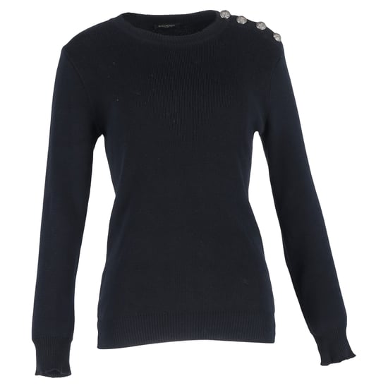 Balmain gebreide trui met knoopdetails in zwarte wol - Image 1