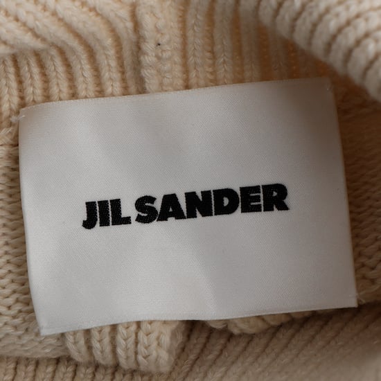 Jil Sander Knitted Mock-neck Open Back Sweater in Cream Wool - Image 4