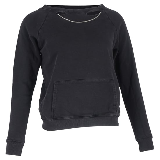 Saint Laurent sweatshirt met scheuren en kettingdetails in zwart katoen - Image 1