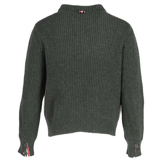 Thom Browne Ribstickad Tröja Med Hög Halsringning I Grönt Ull - Image 3
