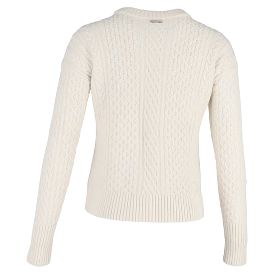 Michael Kors Chain-Trimmed Cable-Knit Sweater in White Wool - Image 3