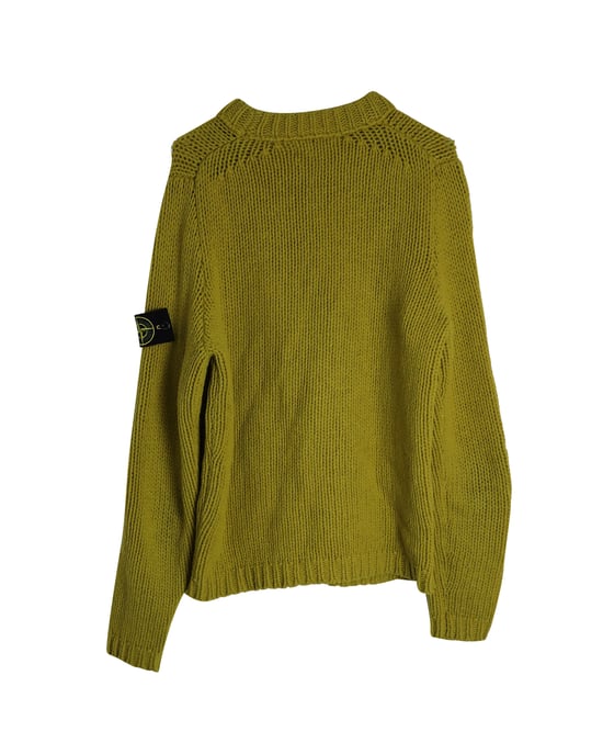 Stone Island Grovstickad Rundringad Tröja i Gul Ull - Image 2