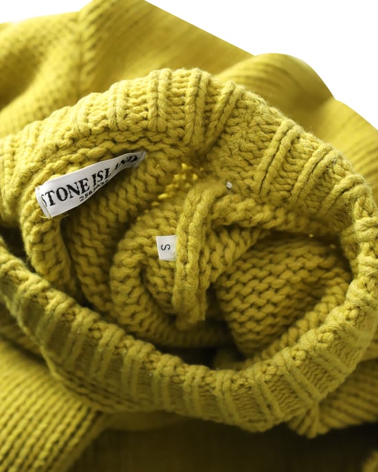 Stone Island Grovstickad Rundringad Tröja i Gul Ull - Image 4