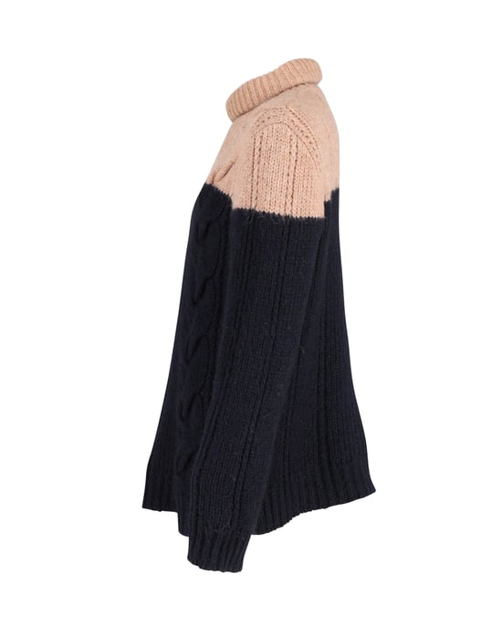 Dries Van Noten tweekleurige coltrui in marineblauw acryl - Image 2
