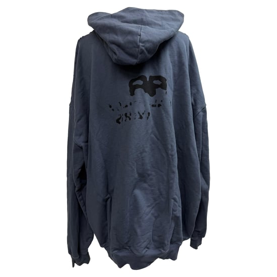 Balenciaga oversized hoodie met logo-print en verwassen look in marineblauw katoen - Image 4