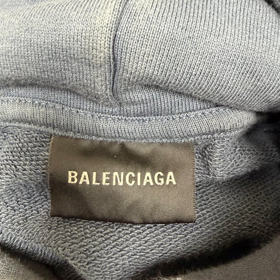 Balenciaga oversized hoodie met logo-print en verwassen look in marineblauw katoen - Image 5