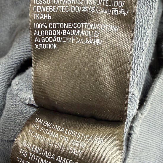 Balenciaga oversized hoodie met logo-print en verwassen look in marineblauw katoen - Image 6