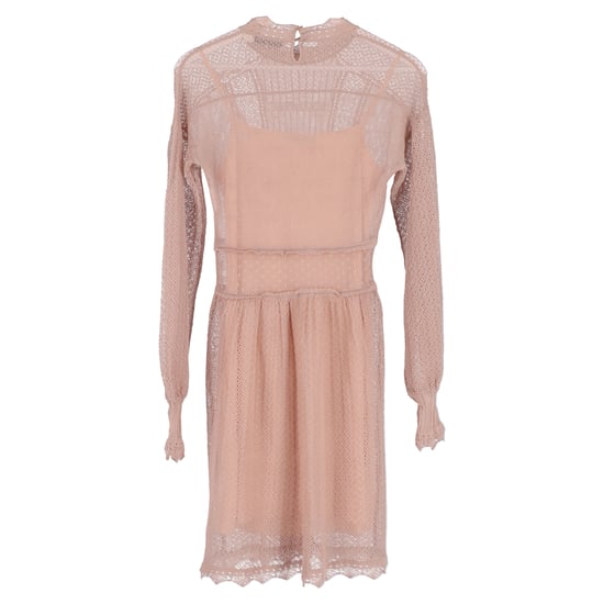 Dior Stickad Långärmad Miniklänning med Underkjol i Rosa Viskos - Image 2