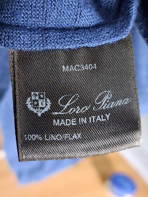 Loro Piana pikétröja i marinblå bomull - Image 4