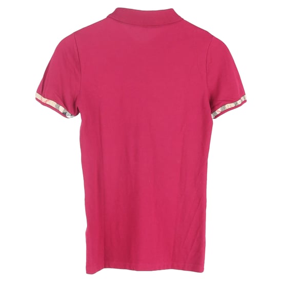 Burberry Brit Check-Trimmed Shirt Sleeve Polo Shirt in Red Violet Cotton - Image 2